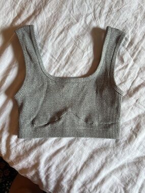 Year of Ours Ribbed Scoop Crop Tank - Light Gray